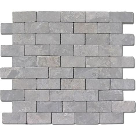 Carrelage mosaïque / Plaque de mosaïque mur et sol en marbre naturel coloris gris clair - 30 x 30 cm - PEGANE - (1/3)