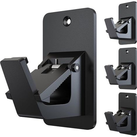 Soportes para barras de cortina - Soportes para barras - No requiere perforación - Montaje doble - 4 piezas - Negro