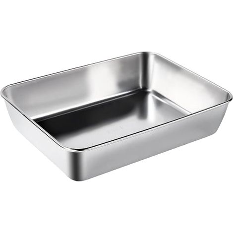 Plateau en acier inoxydable 304, assiette rectangulaire, récipient de stockage des aliments pour fruits et légumes, lavable au lave-vaisselle, 2200ml, 25x19.5x5cm / 9.8x7.7x2.0in (1/5)
