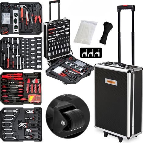 Monzana Werkzeugkoffer XXL gefüllt Set 1050tlg Qualitätswerkzeug Werkzeugkasten Werkzeugkiste Werkzeugtrolley anthrazit (1/5)