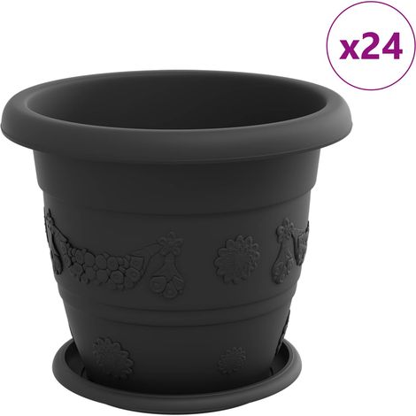 Maison Exclusive - Vasi per Piante 24 pcs Nero Ø 26 x 21.5 cm Plastica