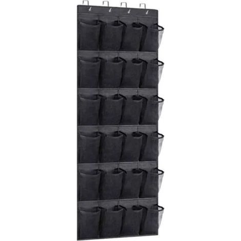 Diese Türhänger-Aufbewahrungstasche ist aus Vliesstoff gefertigt und misst 55 x 150 cm. Sie verfügt über 24 Taschen mit den Maßen 13,6 x 21 cm zur Aufbewahrung von Schuhen, Kleidung und Spielzeug.