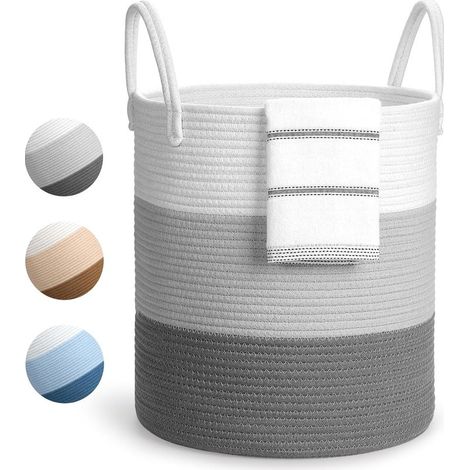 Panier à linge pliable en coton naturel – Grande capacité 35 x 40 cm – Poignée douce pour transport facile – Rangement jouets et vêtements (1/5)