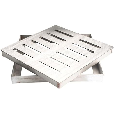 Caniveau de sol en acier inoxydable avec cadre, couvercle de drainage de douche pour extérieur, jardin, terrasse (30x30cm) (1/5)