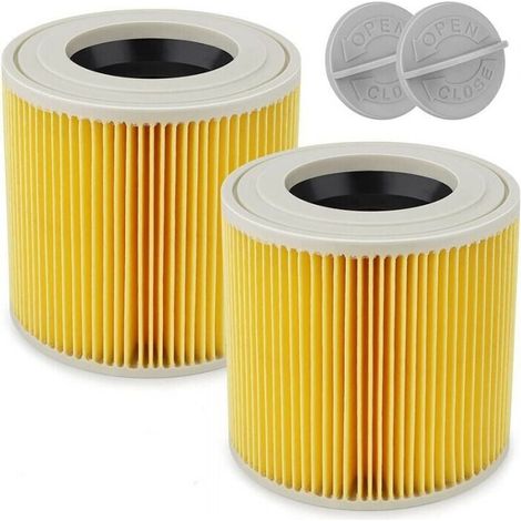 Pack of cartridge filters for Karcher WD3/WD2, cartridge filter accessories for vacuum cleaners WD 2200, WD 2250, WD 3300 M, WD 3500 P, A 2003, A 2004, A 2054 Me, A 2120, A 2604, A 2656 X+, A 2111 YMY