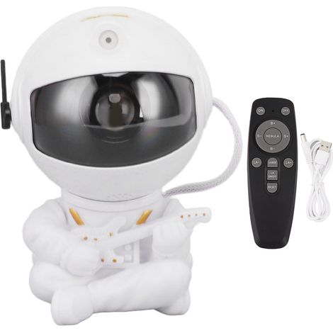 Proiettore di stelle USB a forma di astronauta, galassia a LED RGB rotante a 360°, atmosfera cosmica, decorazione per la camera da letto, regalo originale (1/5)