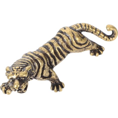 statue de tigre en laiton massif sculpture miniature vintage (1/5)