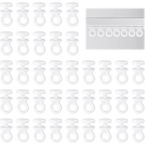 100 Pièces Crochet Rideau Rail Glisseurs pour Rail à Rideaux Plastique roulettes à Rideaux Blanc Tringle à Rideau Coulissant Crochet Forte Capacité de Charge Attache Rideaux Accessoires