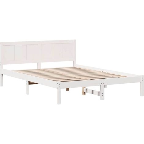 Lit double,Lit adulte,Cadre de lit Blanc 140 x 200 cm Bois de pin massif CFW4146402 (1/5)