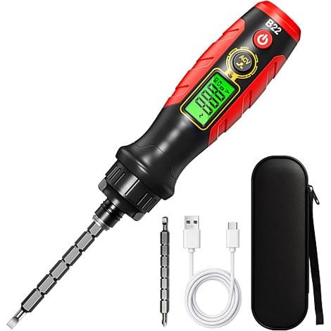 Tournevis Testeur Rechargeable USB-C Testeur de Tension Numérique NCV avec Écran LCD et LED, AC 30V-1000V/3V-600V avec Détection avec et sans Contact, Détection de Phase/Continuité, Cliquet (1/5)