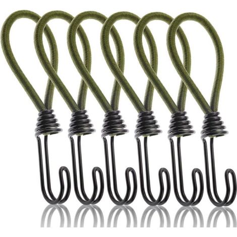 Set di 6 corde elastiche con ganci, corda elastica con ganci in metallo per fissare teloni all'aperto, fissaggio del carico per motociclette -Crezuo