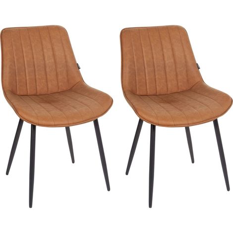 Esszimmerstuhl 2er Set DUBROVNIK Kunstleder Braun