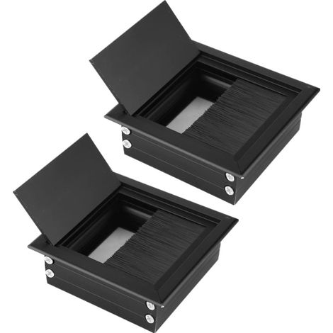 2 pcs Table Bureau Rectangle En Alliage D'aluminium Cble Passe-Cble Couverture De Trou avec Brosse (1/5)