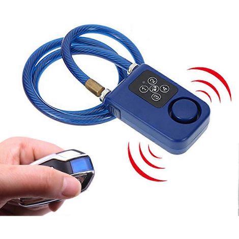 Antivol de sécurité pour vélo avec télécommande sans fil, alarme de vibration, antivol à code pour moto électrique, chaîne bleue (1/5)