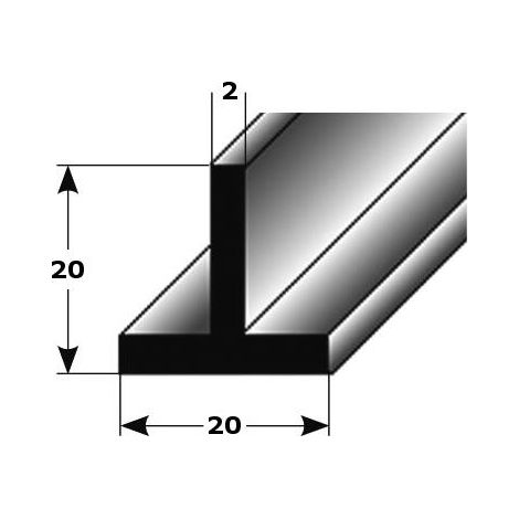 T-Profil "Albarracin" als Montageprofil / Bauprofil, aus Aluminium-2000-20 mm