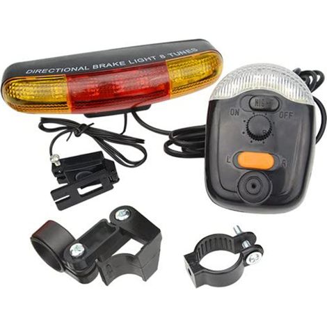 Feu arrière vélo multifonction 7 LED, clignotant, klaxon électrique, feu de frein, accessoire sécurité pour cyclisme nocturne (1/5)