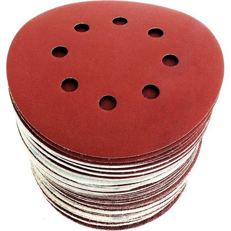 Disques de Ponçage Papier Abrasifs 125mm Ponceuse P40/P60/P80/P120/P180/P240 8 trous (1/5)