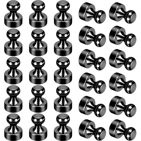 Lot de 24 aimants de réfrigérateur noirs pour adultes, puissants pour tableau blanc, casiers, bureau, salle de classe, cuisine (1/4)