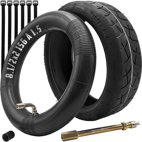 Kit Pneu & Chambre à air pour Dualtron Mini/Speedway Leger/Trottinette Minimotors - Pneu V3 renforcé + Chambre à air 8 1/2x2-156 Valve coudée 110/90 (1/5)
