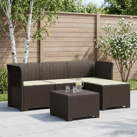 vidaXL Sofá de Jardín para 4 Personas con Cojines y Diseño de Rattan (1/5)