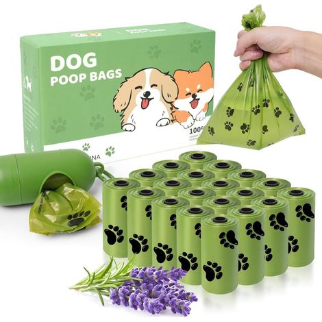 300 x Extra Thick Dog Poop Bags Strong and Leak-Proof Animal Waste Bags with Perfume and Dispenser (1/5)