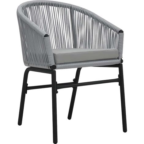 Lot de 2 Chaises de Jardin avec Coussins Fauteuils Extérieur en Rotin PE Anthracite (1/5)