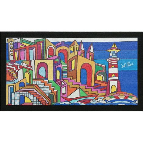Zerbino Gomma Dipinto Artistico Jack Ottanio Pop Art 40X70 Interno Esterno Antiscivolo - Calata Ammare (E)