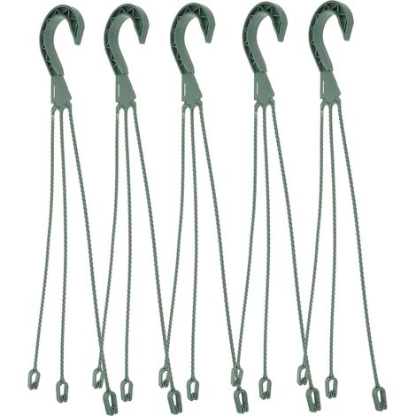 Set mit 5 grünen Hängeblumentopfhaken, 45 cm, mit Wasseraufnahme, für Garten, Wand oder Zuhause