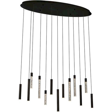 lustre suspension bronze design contemporain 13 lampes élégance - bronze foncé et noir élégant (1/2)