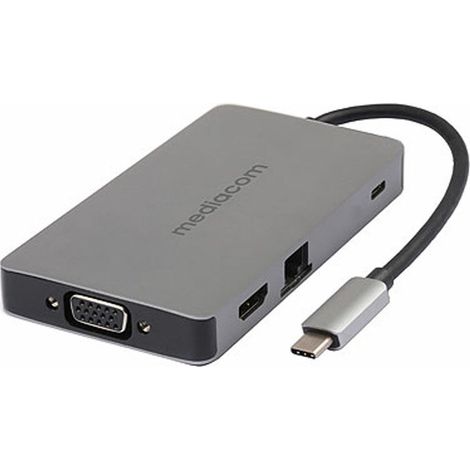 Mediacom MD-C318 base para portátil y replicador de puertos Alámbrico USB 3.2 Gen 1 (3.1 Gen 1) Type-C Aluminio