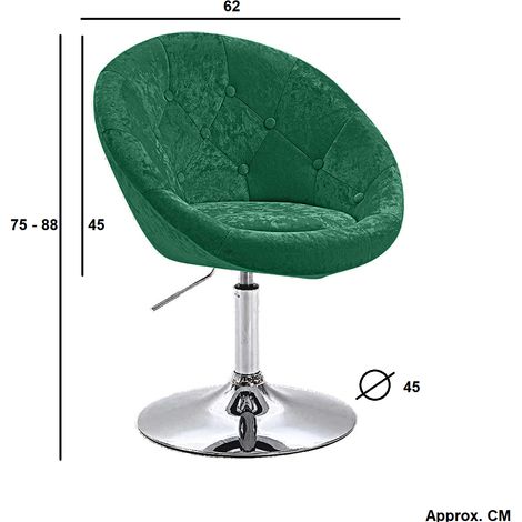 Evre Velvet Texture Round Height Adjustable Lounge Office Bar Swivel Chair With Backrest (Green) (1/5)