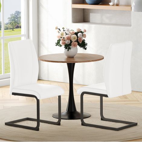 2er-Set Esszimmerstühle aus weißem Kunstleder, schwarze Metallbeine HAVRYA (1/5)