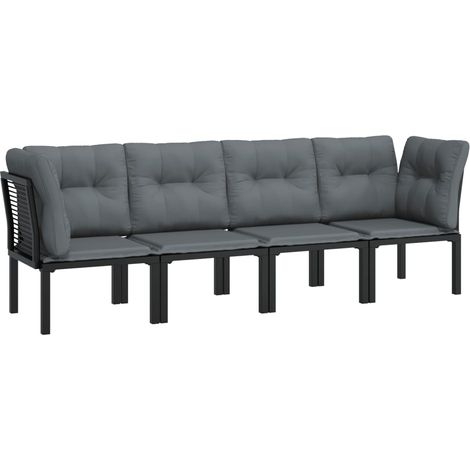 Maison Exclusive - 4-tlg. Garten-Lounge-Set Schwarz und Grau Poly
