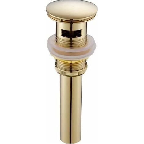 Moderne Pop-up Rétro Bouchon Bonde de Lavabo Vidange Clic-clac avec Trop-Plein en Laiton Doré Universel Valve Draineur d’Evier Vasque Siphon avec Trou de Débordement Poli- avec Trop-Plein (1/4)