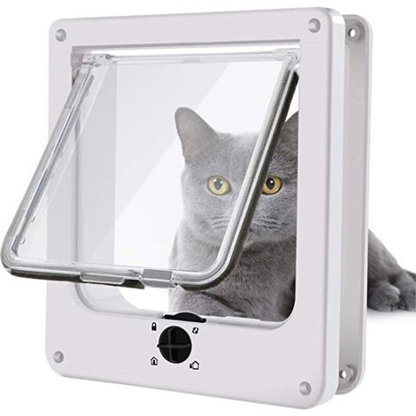 Porte pour chat, porte étanche pour animaux de compagnie avec verrouillage rotatif à 4 voies pour chats, chiots, facile à installer (1/5)