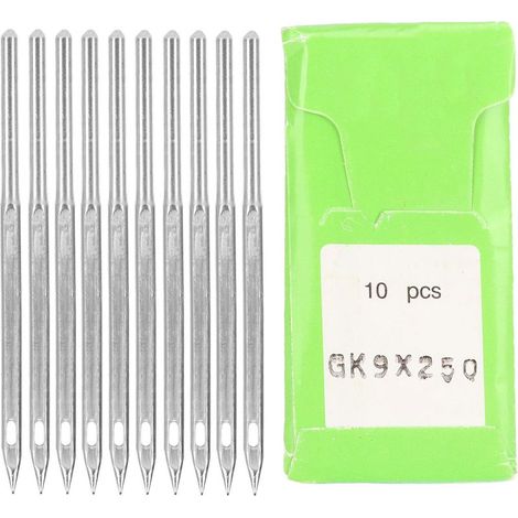 Packung mit 10 robusten Nähmaschinennadeln aus Stahl, gratfrei, für Heimstickerei GK9, 5 cm, 250 (1/5)