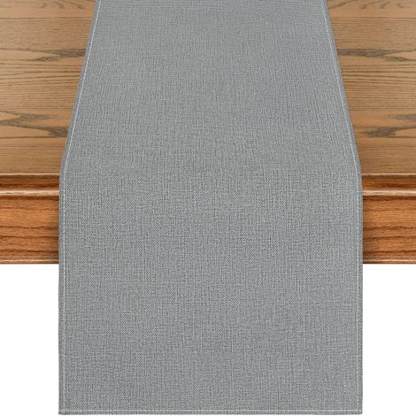 Chemise De Table - 32 x 183 cm - Gris - Tissu Double Épaisseur - Lavable En Machine - Pour Cuisine Salle À Manger Fête Et Décoration Intérieure - 1 Pièce (1/5)