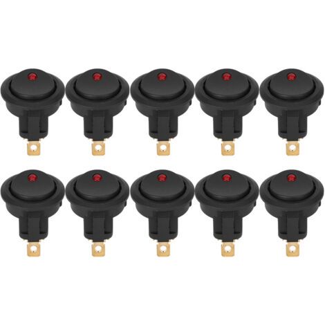 QORVA-Interrupteur SPST étanche à bascule ronde marche/arrêt 12V, 10 pièces, projecteur LED, borne argentée à 3 broches