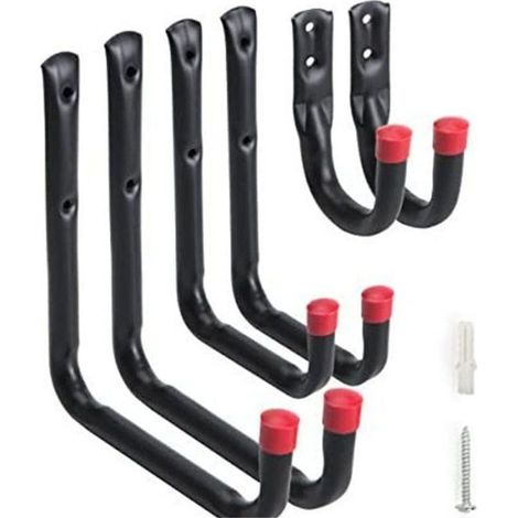 Crochet de garage universel, étagère murale multifonction 3 niveaux tout usage, crochet de porte, rangement d'outils en forme de U, suspendre de jardin, support de montage (1/4)