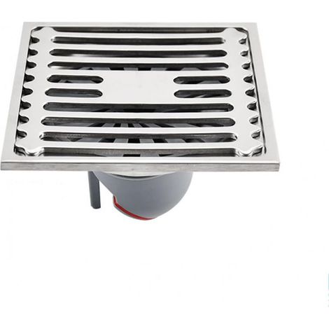 10x10cm Siphon de Sol de Douche Carré, épaissir En acier Inoxydable, Anti-Odeur Anti-Colmatage, Avec Couvercle Amovible. (1/5)