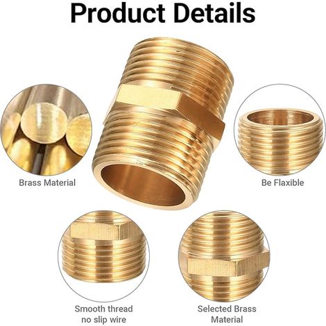 doubles 3/4" laiton - Filetage extérieur - Double mamelon G3/4" 25,7 mm AG/AG - Raccord fileté 3/4" - laiton - chauffage système d'eau potable (1/2)