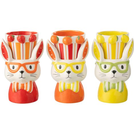 Cache pot lapin en poterie multicolore - multicolore (1/5)