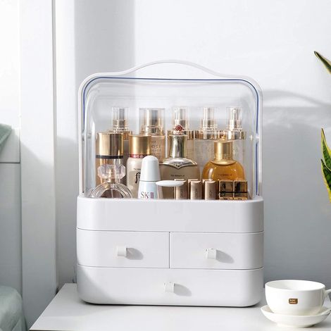 Boite De Rangement Pour Maquillage - 3 Niveaux Avec Tiroirs Coulissants Et Couvercle - Transparent - ABS - Salle De Bain Chambre (1/5)