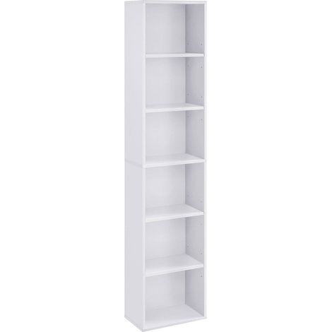 Estantería cúbica de 6 niveles para salón oficina y dormitorio estilo escandinavo 40 x 24 x 178,5 cm blanco 120004248