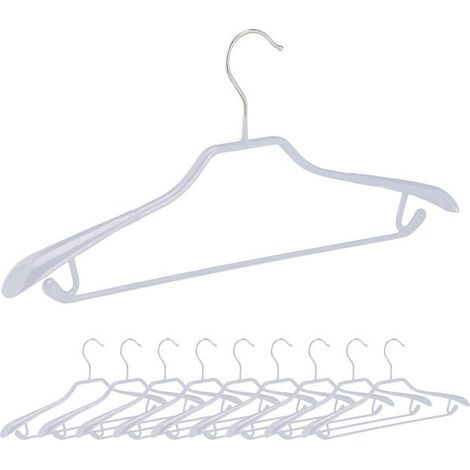 30x Cintres antidérapants, pour costumes, support large pour les épaules, traverse pantalon, gris clair (1/4)