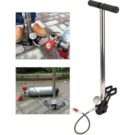 Nouvelle pompe à air comprimé à 3 étages avec étrier, filtre à gaz, manomètre et tuyau. (1/5)
