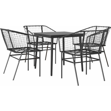Maison Exclusive - 5-teiliges Garten-Esszimmerset aus schwarzem P (1/5)