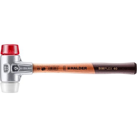HALDER SIMPLEX Schonhammer Ø 40 mm Plastik rot / Superplastik mit Aluminiumgehäuse (1/5)