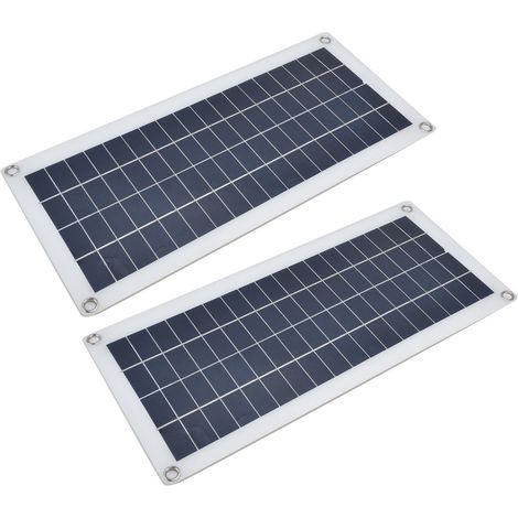 Kit Solaire Photovoltaïque 2 Panneaux 10W avec Chargeur USB et Clip pour RV, Véhicule (1/5)
