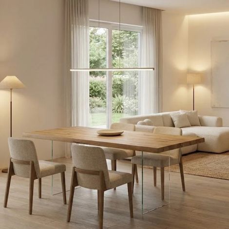 Forest, Tavolo fisso con top Impiallacciato Rovere naturale (90cm X 160cm H. 76cm) Made in Italy Duzzle (1/5)